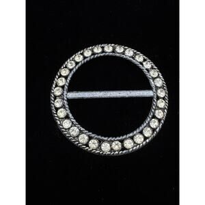 Vintage Art Deco Clear Crystal Belt Slide / Large Scarf Slide